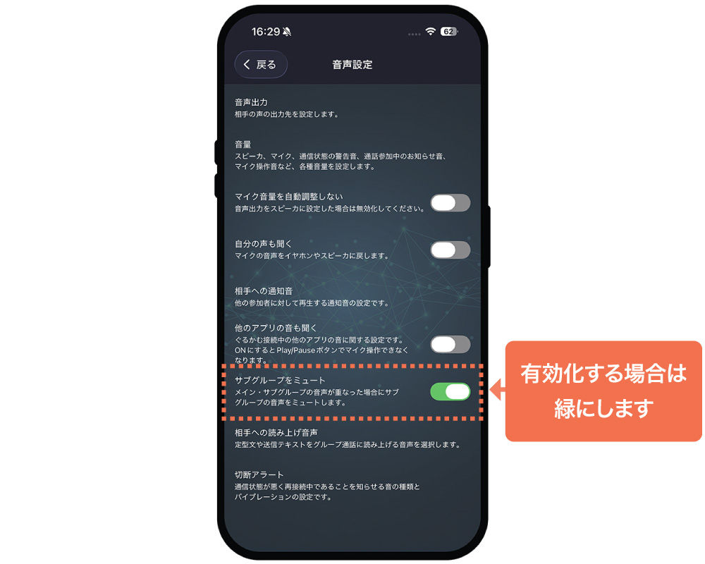 サブグループのミュート